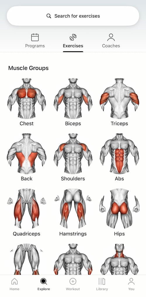 Lyfta exercise program search